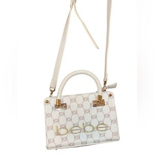 Bebe Briella White & Gold Crossbody Mini Bag with Removable Straps
